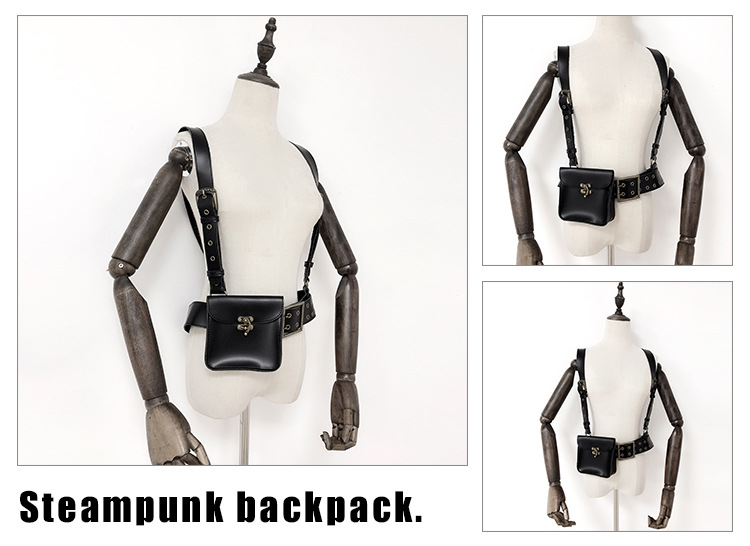 Original Steampunk Backpack Waist Belt Bag Steampunk Clothing Accessories Black