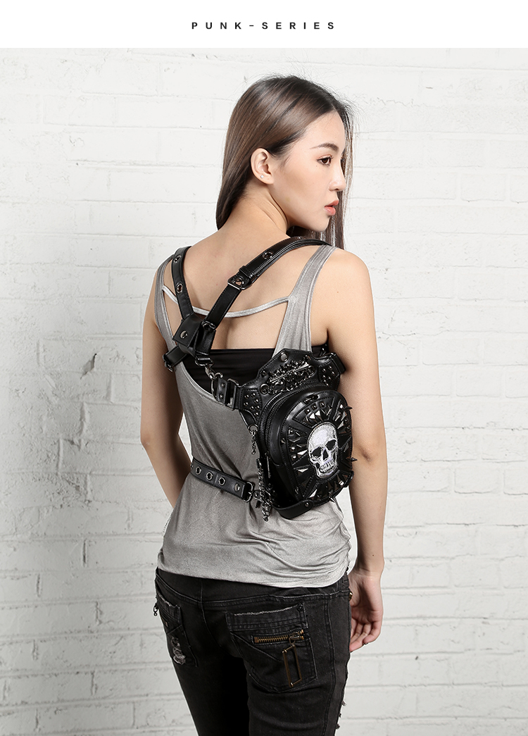 SteelMaster Steampunk Messenger Bag Skull Waist Belt Bag Women Men Gothic Steampunk Style Fashion Fanny Pack Shoulder Leg Bag Holster Bag