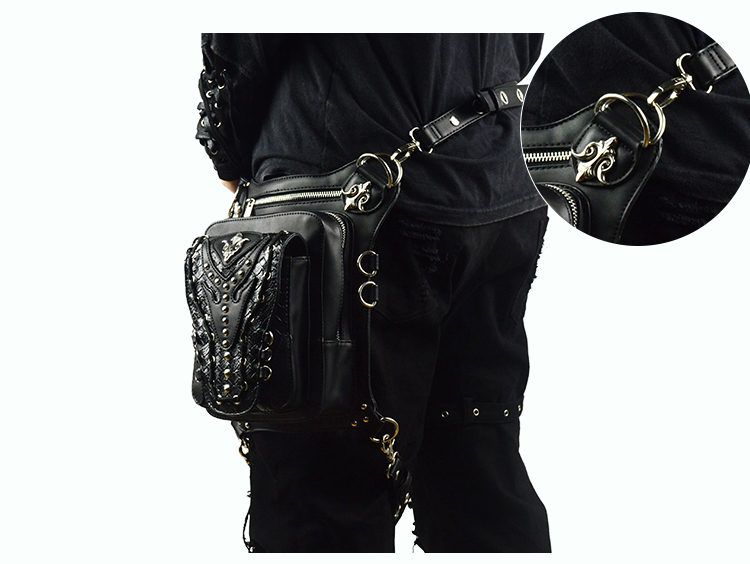 SteelMaster Steampunk Messenger Bag Waist Belt Bag Women Men Gothic Steampunk Style Fashion Fanny Pack Shoulder Leg Bag Holster Bag