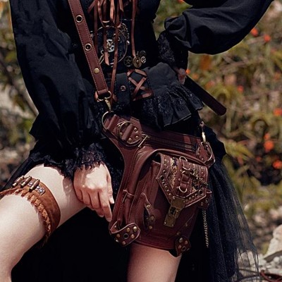 2019 new Women Men Waist bag multi-function female shoulder Steampunk retro slanting single Men women PU leather pockets bags