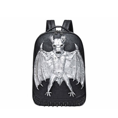 3D Leather Backpack Fashion Men women Gothic Steampunk Unique backpack cool bag steampunk fashion Bat Backpack Computer Laptop Bags Travel Bags Girls School Punk Rivets Halloween Bag 