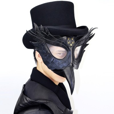 Steampunk Bird Mask Plague Mask Steampunk Plague Doctor Mask PU Leather Plague Doctor Cosplay Vintage Steampunk Bird Beak Mask Full Face Carnival Masks Halloween Props Costume Accessories