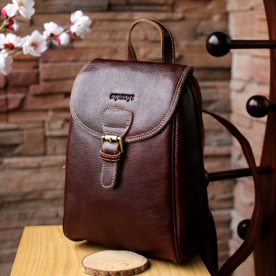 Leather Retro college Backpack For Women