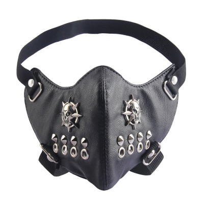 Plague Mask Steampunk Plague Doctor Mask Punk Cycling Masks Bicycle Windproof Dust Warm Men Face Masks Unisex Fashion Black PU Leather Cool Skull Rivet Masks