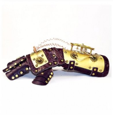 High Qualilty Vintage Industrail Age Mechanical Gears Steampunk mechanical Leather gloves arm dance party party props