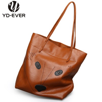 2019 new 100% genuine leather women handbags fox shoulder bag big tote brand famous cowhide High quality shopping bag 