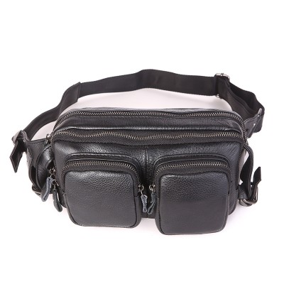 Leather Fanny Pack Retro Classic Genuine Leather Men's Waist Bag Fanny Pack Black Cheap Man Purse