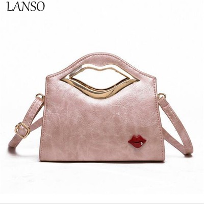 Sexy Bags Sexy Red Lips leather Bag Ladies Women Message Bag Flap Chain Shoulder Bag Handbag Sweet Woman Bag Day Clutch Purse Fresh Girls