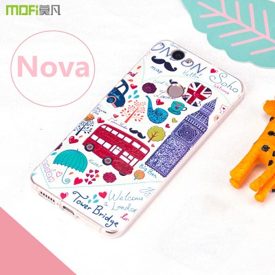 Nova case MOFi original huawei nova case cover back case Bohemia tower city landscape painting TPU soft 3D relief pattern flower Phone Cases For huawei 