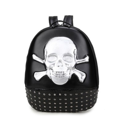 3D Skull Backpack Shoulder Bags for Men Gothic Steampunk Unique backpack cool bag steampunk fashion School Backpack Gothic Casual Fashion Rivets Leather Backpack for Boy Guys