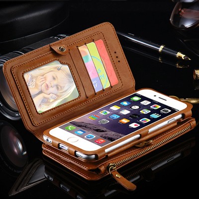 Luxury i5 5S Leather Wallet Case for Apple iPhone 7 7 Plus 6 6S Plus 5.5" Phone Bag Cover  for Apple iPhone7 6S Stand Card Slot