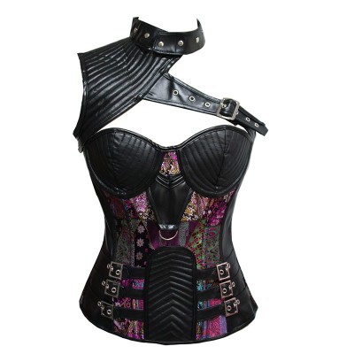 Steampunk Corsets And Bustiers Slimming Flower Pattern Sexy Purple Corselet Steampunk Burlesque Retro Corset Top Gothic Clothing
