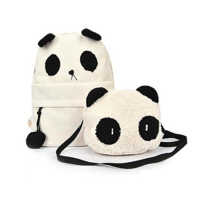 100pcs/lot Fashion Girls Cute Backpack Women Panda Style Schoolbag Shoulder Book Bag Set 