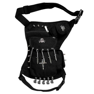 Steampunk Gothic Studded Drop Leg Bag Biker Pouch Waist Belt Bag Pack