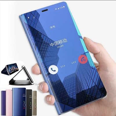 Luxury Clear View Mirror Smart Case For iPhone X 7 8 6 6s Plus XS MAX XR Leather Flip Phone Case For iPhone X 7 8 Cover