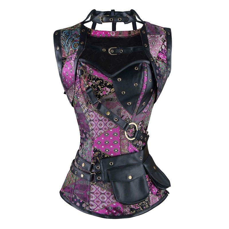 Purple Plus Size Leather Gothic Clothing Sexy Women Vintage Retro