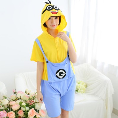 Spring summer sleepwear Despicable me onesies short sleeved pajamas cartoon animal men women cotton couple nightgown All in one