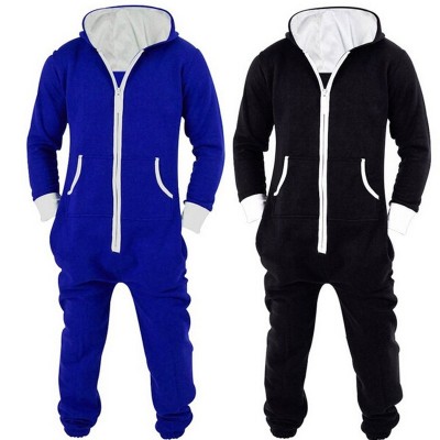 Adults Unisex Onesies Pyjamas Mens Women One Piece Cotton Pajamas Sleepwear Onesies Sleepsuit Black/Blue