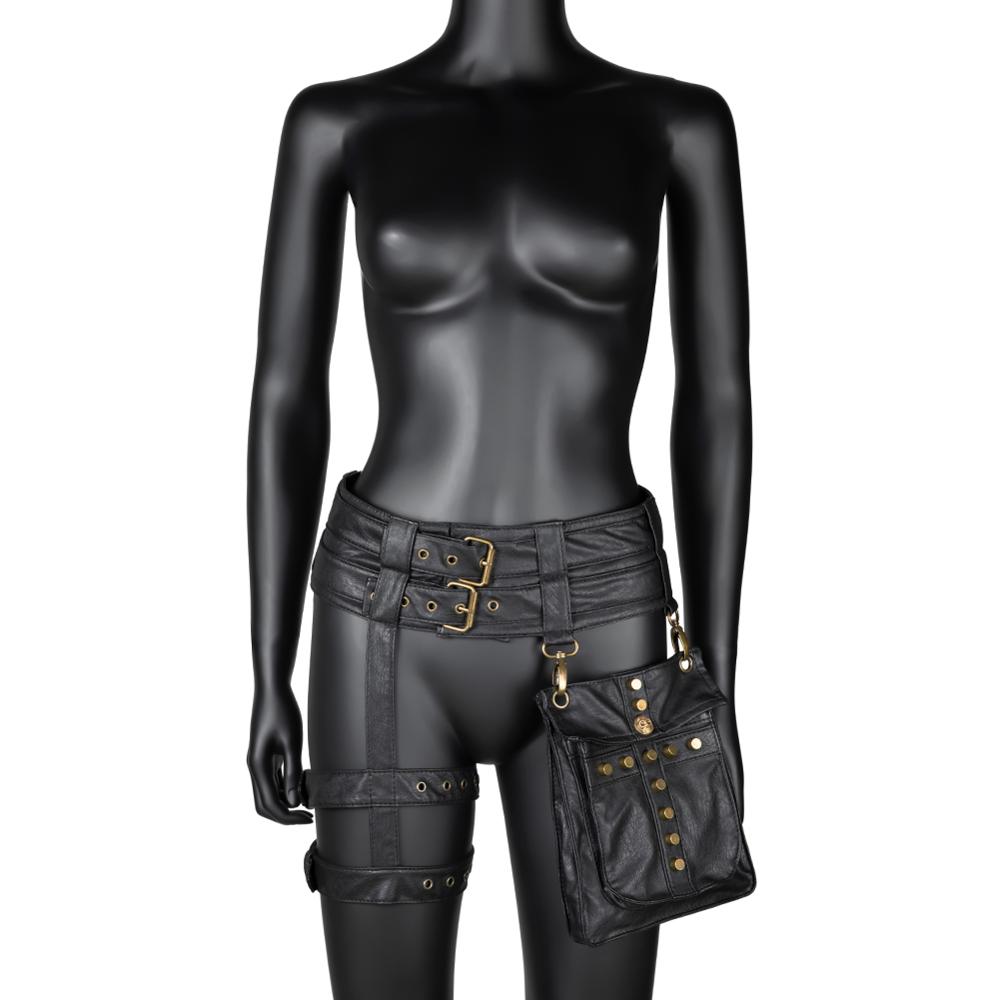 High Quality PU Leather Unisex Hip Drop Leg Bag Waist Fanny Belt Bum  Gothtic Motorcycle Steam Punk Rock Messenger Shoulder Pack