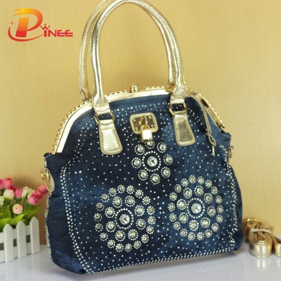 Rhinestone Handbags Designer Denim Handbags women handbag designer woven tote bag delicate diamond large women messenger bag