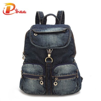 American apparel denim backpack Women's Backpack Denim Daily Backpack Vintage Backpacks Travel Lady Bag 2019 Rucksack Bagpack School black blue denim backpack