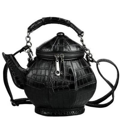 2019 new fashion funny teapot shaped handbag womens stone pattern leather single shoulder bag gothic personalized party bags 