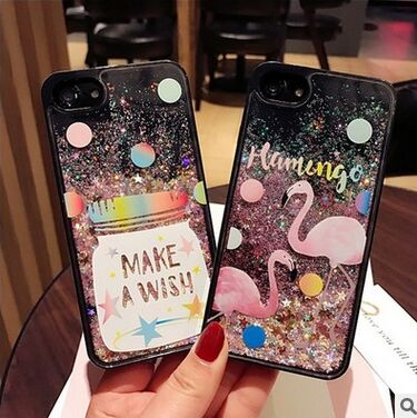 cartoon phone cases Cute Cartoon Flamingo Bling Case Dynamic Glitter Stars Liquid Phone Cases Cover For iphone 6S 7 6 plus 7 Plus 100pcs cartoon cases