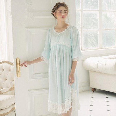 Cotton Sleepwear Vintage Dress Women Nightgown Casual Sleepwear Women Night wear