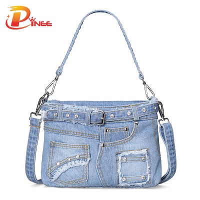 Vintage Denim Shoulder Handbags Luxury Handbags Women Bags Designer Women Messenger Bags Vintage Casual Denim Crossbody Bag