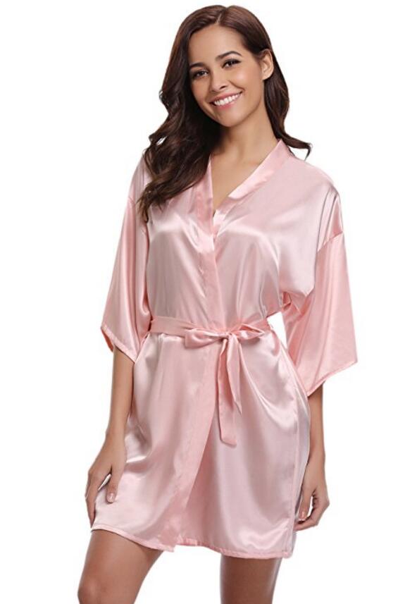 New Silk Kimono Robe Bathrobe Women Silk Bridesmaid Robes Sexy Navy ...