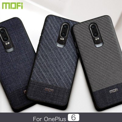 Mofi Oneplus 6 Phone Case & Back Cover Dark Color Gentleman Business Style Handcraft Fabric Cloth Cross Grain Oneplus 6 Back Cover