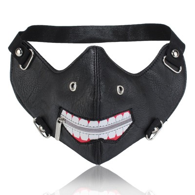 Plague Mask Steampunk Plague Doctor Mask Personality Men Mask Unisex Dustproof Outdoor Black Fashion Mask PU Leather Rivet Zipper Mouth Cycling Masks