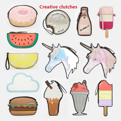 Fun Popular Cheap Fashion Unique Purses and Handbags American fashion funny clutch different shaped handbag hamburger cloud bubbly ice cream lemon coin chocalate small creative bags