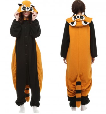 Cartoon Raccoon Adult Pajamas Fleece Animal Jumpsuit Homewear Unisex Onesie Racoon Sleepwear