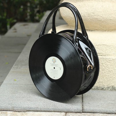 2019 new arrival japanese harajuku style novelty vintage black old LP bag gramophone recordround handbag womens messenger bag Fun Popular Cheap Fashion Unique Purses and Handbags With Chain Strap