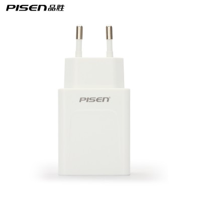 PISEN Dual USB Fast Charger Power 5V 2.4A Travel Convenient EU Plug White Mini Phone Wall Adapter for iPhone 6 s Samsung Tablet