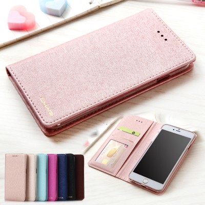 For Apple iPhone 7 Case Silk Leather & Silicone Flip Cover iPhone 7 Plus Case With Stand Wallet Coque For iPhone7 Plus 7Plus