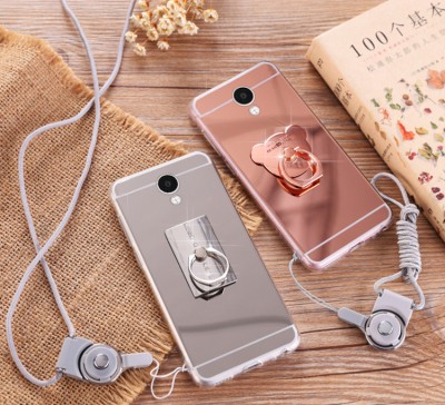 Meizu M5 Note case cover Nature clear TPU Mirror soft case for Meizu M5 Note Luxury brand with rope holder Phone Cases For meizu