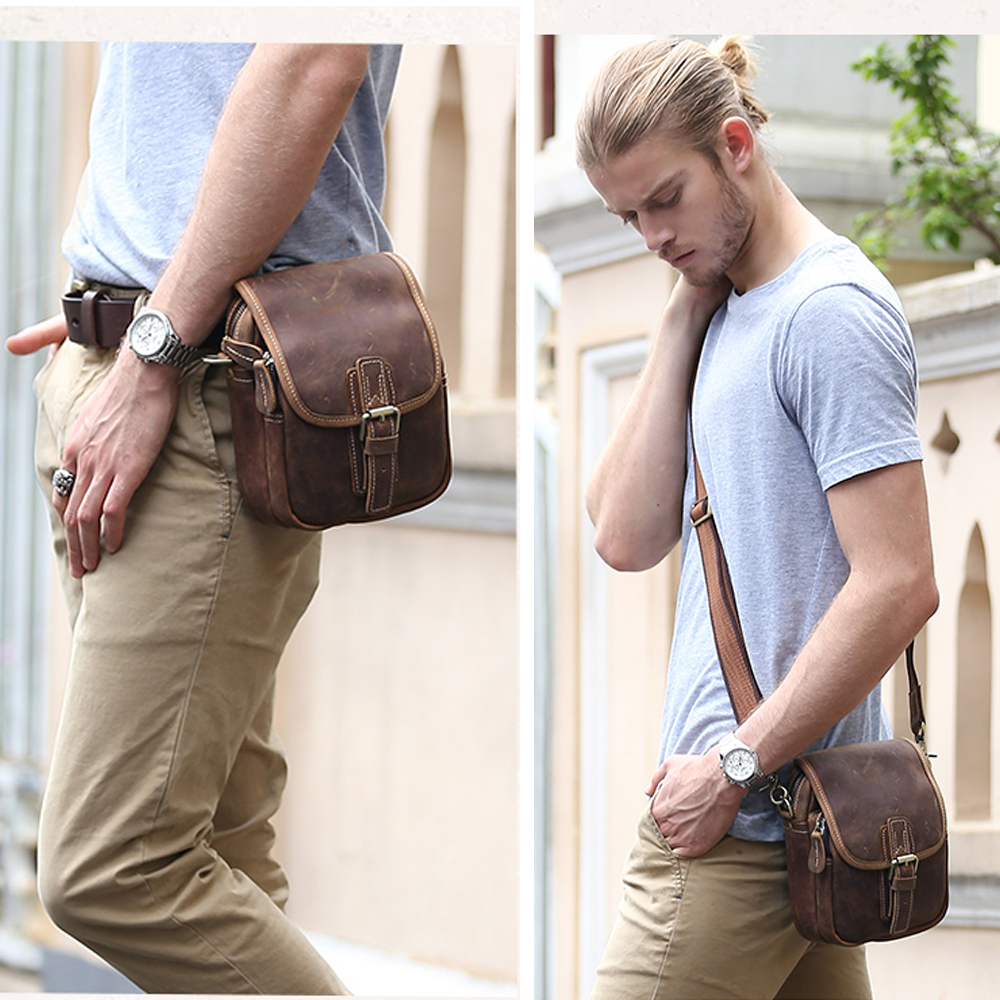 New Vintage Natural Real Leather Waist Pack Chest Bag Men Fanny Pack Bum Bag Day Pack Pouch Hip ...