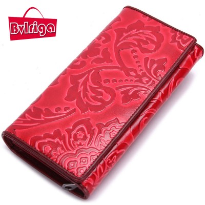 BVLRIGA Genuine leather wallet women card holder long women Purse clutch bag Designer high quality 3 folds luxury brand carteira 