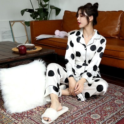 Pyjamas Women 2018 New Spring Fall Stitch Pijamas Set Silk Feeling Sleepwear Pajamas for women Pijama Feminino Pyjama