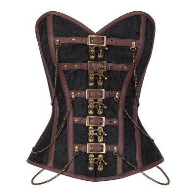 2019 Steampunk Corset Women Clothing Sexy Brocade Buckle Espartilho Gothic Burlesque Steel Boned Overbust Corsets And Bustiers