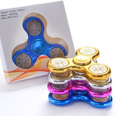 Finger Fidget Toys 2019 Spinner Hand  Edc Fidget Toy Finger Spinner Puzzle Metal + ABS electricplating Spiner Toys Tri-spinner Gyro Sale