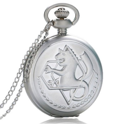 Metal Alchemist Dull Polish Theme Pocket Watch Quartz Fob Pendant Clock Gifts Steampunk Pocket Chain Pocket Watches for Men