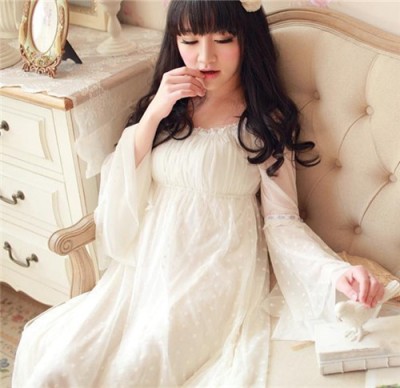 Vintage sleepwear Modal lining nightgown  Princess design nightgown long lace nightdress