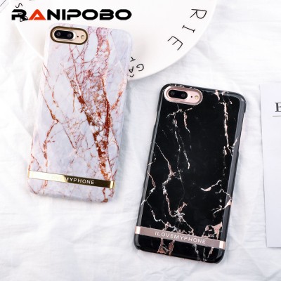 Luxury Rose Gold Marble Print Phone Case For iphone 7 Case Fashion Letter Hard PC Cover Cases For iphone 7 7 PLus 8 8 Plus