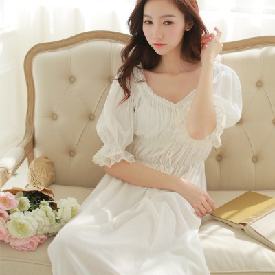 Sleepwear Princess Nightgown Vintage Sleepwear Queen Dressing gown Morining Dress Cotton Gown European style